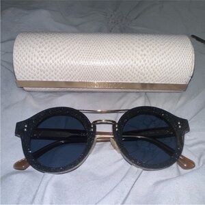 Jimmy Choo Glitter Black Sunglasses with Cream Case